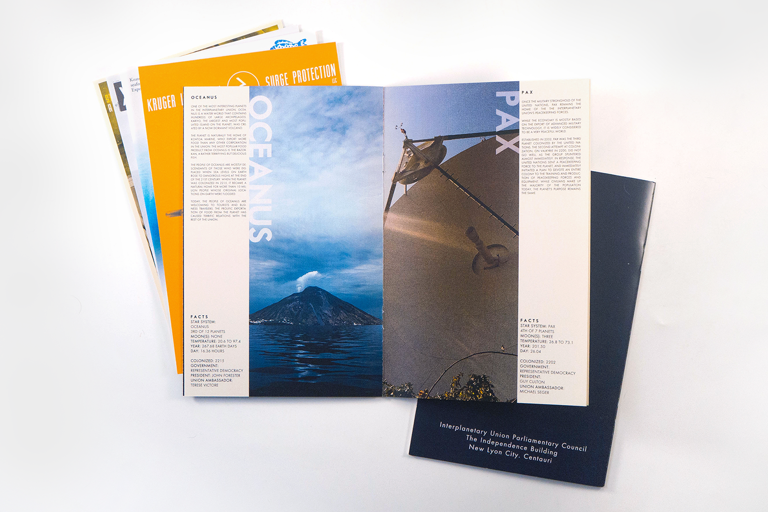 An image of a travel brochure of different planets from the We Are Earthborne project.